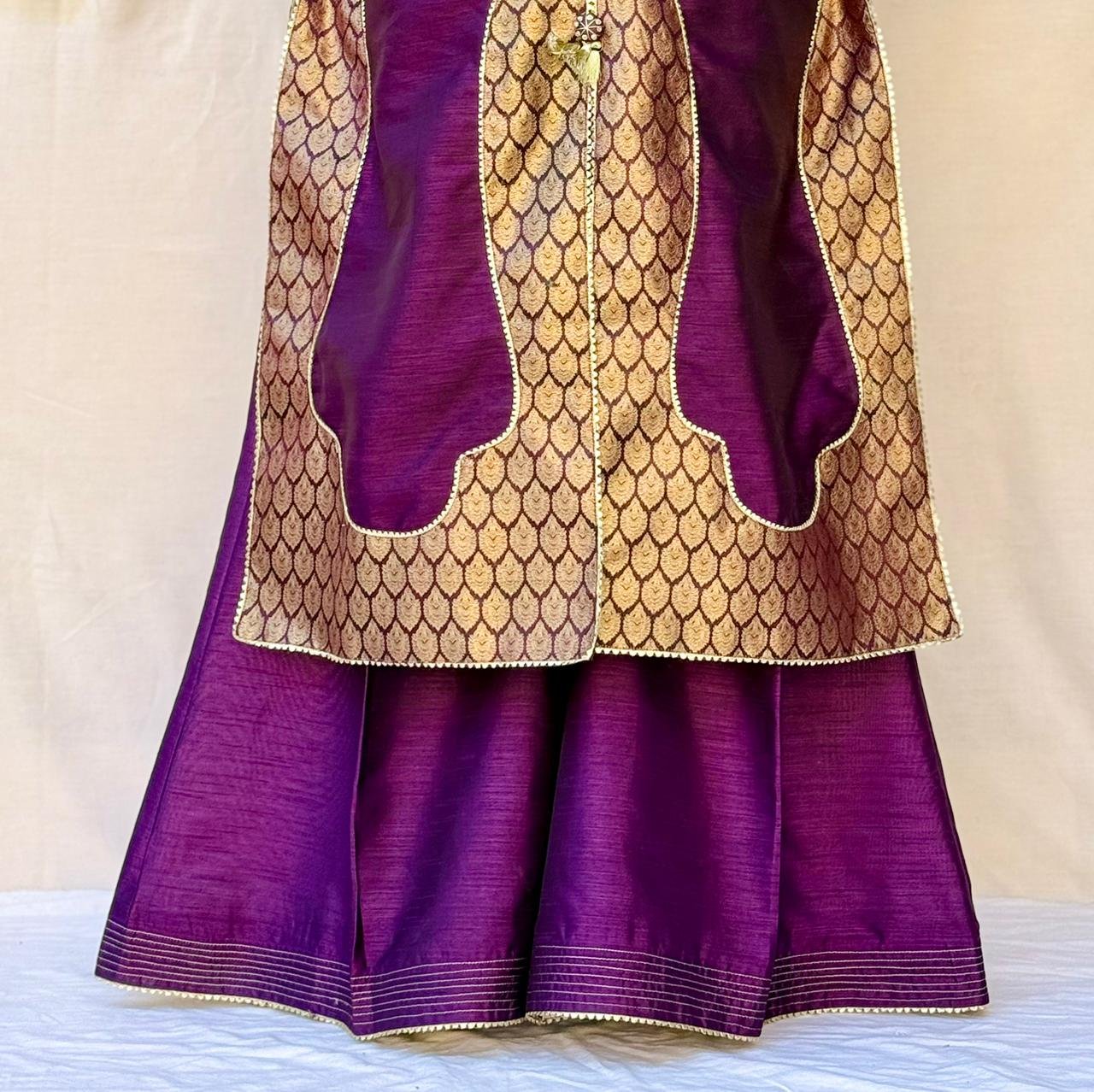 3 PIECE PURPLE EMBROIDERED RAW SILK SUIT thumbnail 4